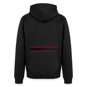 Ibiza 2024 - Unisex Premium Bio Zip Hoodie - Schwarz - Hinten - Nico (187cm)