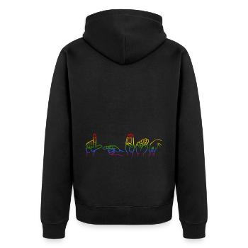 FIERTÉ DE LA LANGUE DES SIGNES LGBTQ ASL - Veste à capuche bio Premium Unisexe - noir - Dos - Nico (187cm)