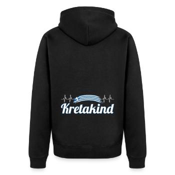 Kretakind Griechenland Urlaub Kreta - Unisex Premium Bio Zip Hoodie - Schwarz - Hinten - Nico (187cm)