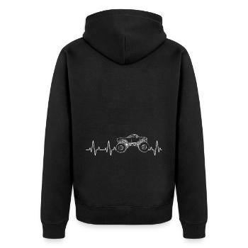 Monster Truck Heartbeat Mädchen Jungen - Unisex Premium Bio Zip Hoodie - Schwarz - Hinten - Nico (187cm)