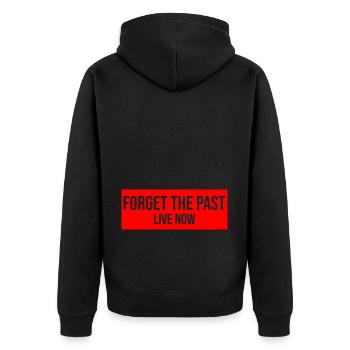 Oublier le passé vivre maintenant - Vivre dans l’ici et maintenant - Veste à capuche bio Premium Unisexe - noir - Dos - Nico (187cm)