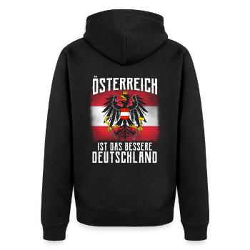 Österreich Tshirt - Unisex Premium Bio Zip Hoodie - Schwarz - Hinten - Nico (187cm)