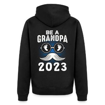 Werdender Opa 2023, 2023 werde ich Opa, 2023 Opa - Unisex Premium Bio Zip Hoodie - Schwarz - Hinten - Nico (187cm)
