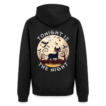 Ce soir, c’est la nuit du chat noir Halloween - Veste à capuche bio Premium Unisexe - noir - Dos - Nico (187cm)