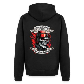 Alter Mann Motorrad Motorradfahrer Biker - Unisex Premium Bio Zip Hoodie - Schwarz - Hinten - Nico (187cm)