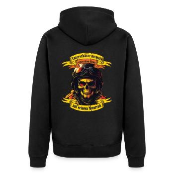 Alter Mann Motorrad Motorradfahrer Biker - Unisex Premium Bio Zip Hoodie - Schwarz - Hinten - Nico (187cm)