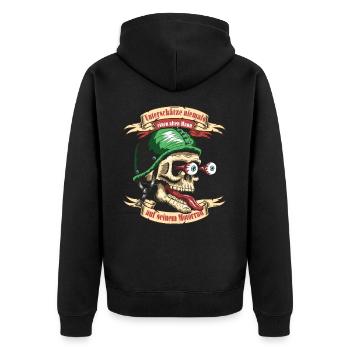 Alter Mann Motorrad Motorradfahrer Biker - Unisex Premium Bio Zip Hoodie - Schwarz - Hinten - Nico (187cm)