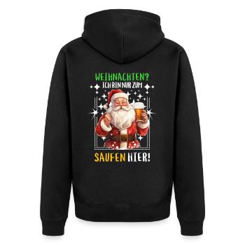 Weihnachtsmann Bier Saufen Alkohol Weihnachten - Unisex Premium Bio Zip Hoodie - Schwarz - Hinten - Nico (187cm)
