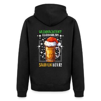 Weihnachten Bier Saufen Alkohol Prost Lustig Humor - Unisex Premium Bio Zip Hoodie - Schwarz - Hinten - Nico (187cm)