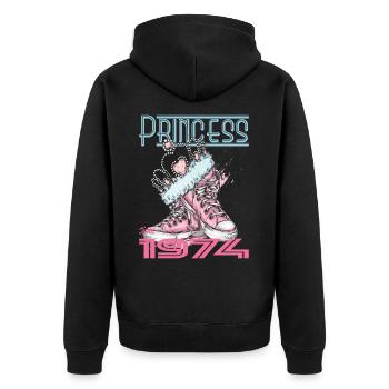 1974 50th Birthday Princess 74 - Unisex Premium Organic Zip Hoodie - black - Back - Nico (187cm)