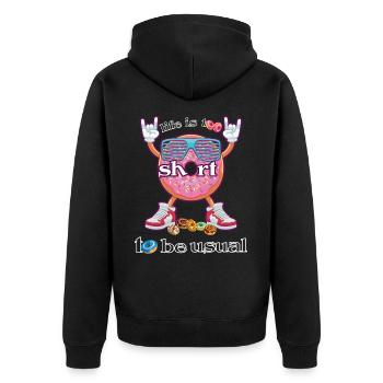 süßer Krapfen zweideutiger Spruch und Einstellung - Unisex Premium Bio Zip Hoodie - Schwarz - Hinten - Nico (187cm)
