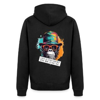 Dicton et attitude ambigus de gorille - Veste à capuche bio Premium Unisexe - noir - Dos - Nico (187cm)