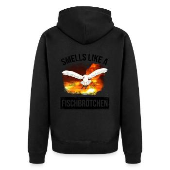 Seagull Hunting Fish Roll - seagull north german moin - Unisex Premium Organic Zip Hoodie - black - Back - Nico (187cm)