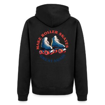 Rollschuhe wieder großartig machen - Unisex Premium Bio Zip Hoodie - Schwarz - Hinten - Nico (187cm)