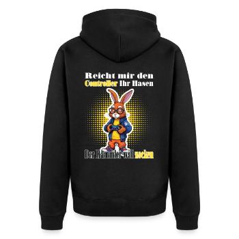 Reicht mit den Controller Hase zocken - Unisex Premium Bio Zip Hoodie - Schwarz - Hinten - Nico (187cm)