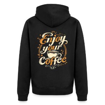 Kaffee Kaffeeliebhaber Kaffeetasse Koffein Getränk - Unisex Premium Bio Zip Hoodie - Schwarz - Hinten - Nico (187cm)