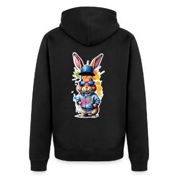 Lapin de Pâques coloré, mignon et mignon pour Pâques - Veste à capuche bio Premium Unisexe - noir - Dos - Nico (187cm)