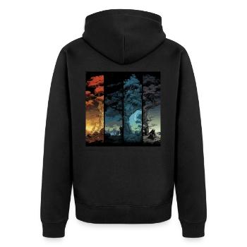 Magical Tree Landscapes in the Annual Cycle - Unisex Premium Organic Zip Hoodie - black - Back - Nico (187cm)