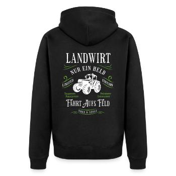 Landwirt Bauer Landwirtschaft - Unisex Premium Bio Zip Hoodie - Schwarz - Hinten - Nico (187cm)