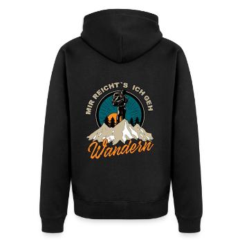 Mir reicht's ich geh wandern - Wander Berge Retro - Unisex Premium Bio Zip Hoodie - Schwarz - Hinten - Nico (187cm)