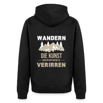 wandern die kunst sich in der natur zu verirren - Unisex Premium Bio Zip Hoodie - Schwarz - Hinten - Nico (187cm)