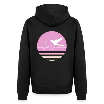 Pastellrosa Kolibri - Unisex Premium Bio Zip Hoodie - Schwarz - Hinten - Nico (187cm)