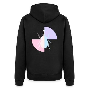 Duo Gelb Pastellblau - Unisex Premium Bio Zip Hoodie - Schwarz - Hinten - Nico (187cm)