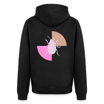 Duo Pastellgrau Rosa - Unisex Premium Bio Zip Hoodie - Schwarz - Hinten - Nico (187cm)
