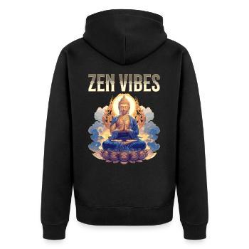 Buddha Buddhism Religion Spiritual Meditation - Unisex Premium Organic Zip Hoodie - black - Back - Nico (187cm)