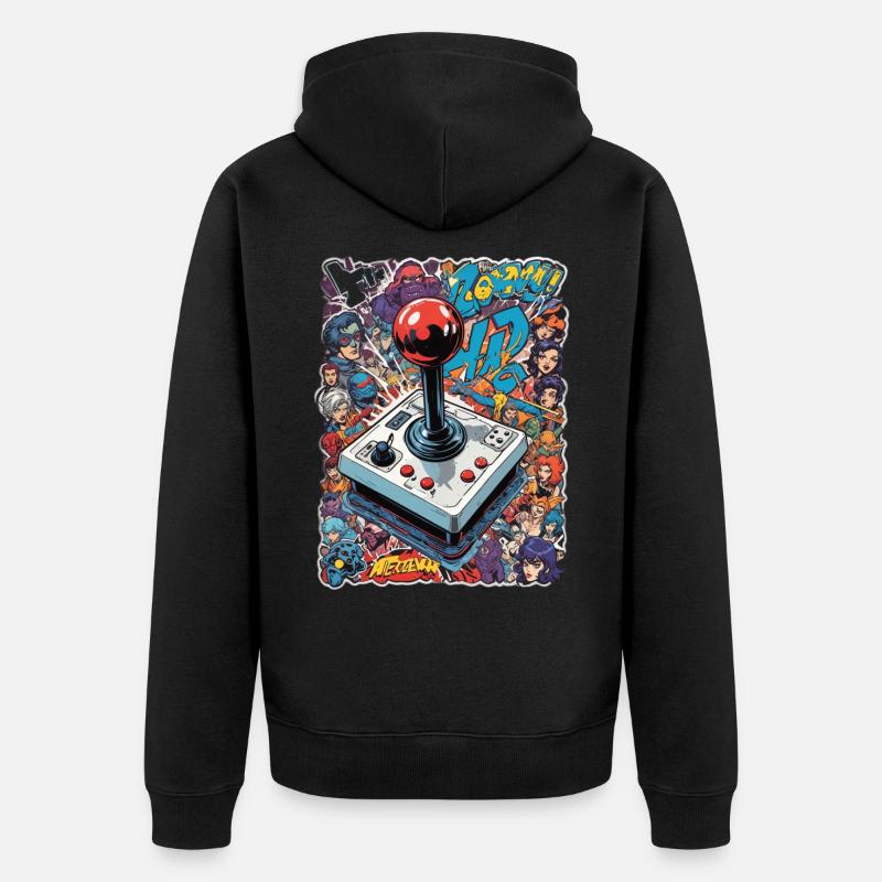 Retro Gamer Joystick / Controller Konsolenspiele - Unisex Premium Bio Zip Hoodie - Schwarz