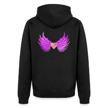 Feuerherz - Unisex Premium Bio Zip Hoodie - Schwarz - Hinten - Nico (187cm)