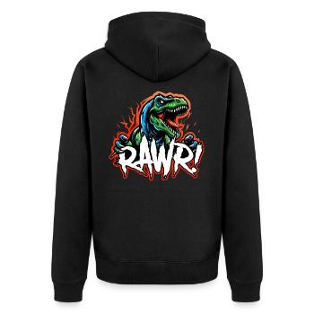 T Rex Roar - Unisex Premium Organic Zip Hoodie - black - Back - Nico (187cm)
