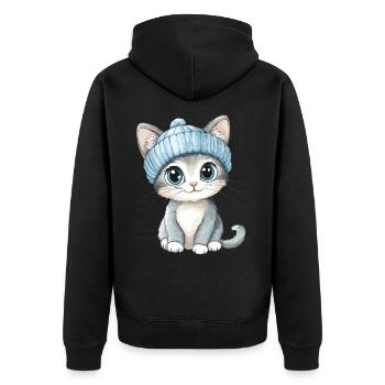 Cat Cute Cute Baby Kids Animal Cartoon - Unisex Premium Organic Zip Hoodie - black - Back - Nico (187cm)