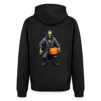 Halloween - Zombie Horror Horror with Pumpkin - Unisex Premium Organic Zip Hoodie - black - Back - Nico (187cm)