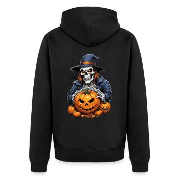Halloween squelette crâne horreur avec citrouille - Veste à capuche bio Premium Unisexe - noir - Dos - Nico (187cm)