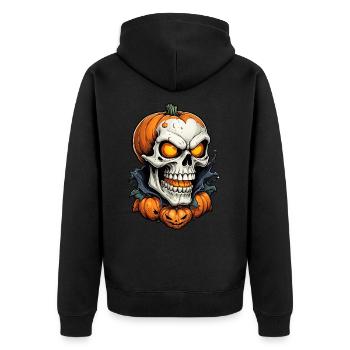 Halloween squelette crâne horreur avec citrouille - Veste à capuche bio Premium Unisexe - noir - Dos - Nico (187cm)