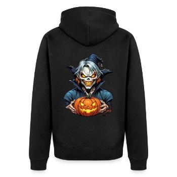 Halloween squelette crâne horreur avec citrouille - Veste à capuche bio Premium Unisexe - noir - Dos - Nico (187cm)