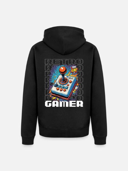 Retro Gamer Adventure Joystick - Unisex Premium Organic Zip Hoodie - black