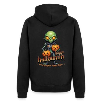 Alien with pumpkin heads Halloween - Unisex Premium Organic Zip Hoodie - black - Back - Nico (187cm)