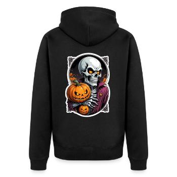 Halloween Skull Pumpkin Skull Creepy - Unisex Premium Organic Zip Hoodie - black - Back - Nico (187cm)