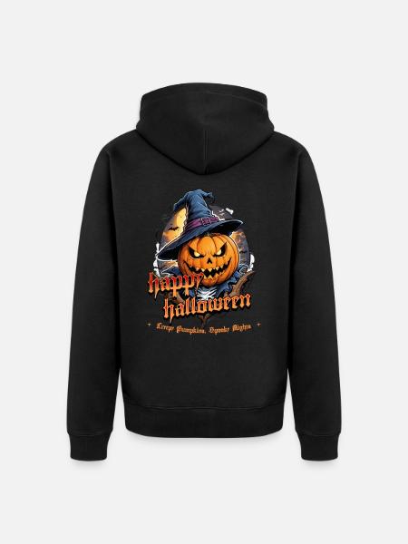 Halloween Pumpkin Witch Hat Midnight - Unisex Premium Organic Zip Hoodie - black