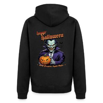 Vampire d’Halloween avec citrouille et chauves-souris - Veste à capuche bio Premium Unisexe - noir - Dos - Nico (187cm)