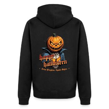 Effrayant tête de citrouille Halloween illustration - Veste à capuche bio Premium Unisexe - noir - Dos - Nico (187cm)