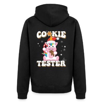 Magisches Einhorn Cookie Tester Weihnachten - Unisex Premium Bio Zip Hoodie - Schwarz - Hinten - Nico (187cm)