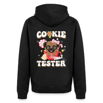 Cookie Tester hund Weihnachtsfreude - Unisex Premium Bio Zip Hoodie - Schwarz - Hinten - Nico (187cm)