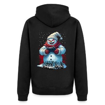 Méchant Noël Gamer Bonhomme de neige Joyeux Noël - Veste à capuche bio Premium Unisexe - noir - Dos - Nico (187cm)
