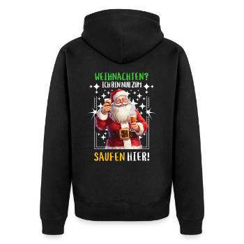 Weihnachtsmann Bier Saufen Alkohol Weihnachten - Unisex Premium Bio Zip Hoodie - Schwarz - Hinten - Nico (187cm)