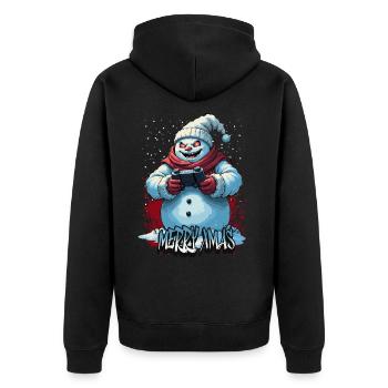 Méchant Noël Gamer Bonhomme de neige Joyeux Noël - Veste à capuche bio Premium Unisexe - noir - Dos - Nico (187cm)