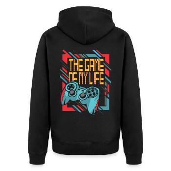 Die Spiele Meines Lebens Gamer Inspiration - Unisex Premium Bio Zip Hoodie - Schwarz - Hinten - Nico (187cm)