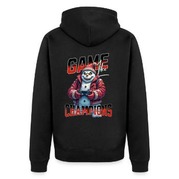 Game Like Champions Mit Totenkopf und Controller - Unisex Premium Bio Zip Hoodie - Schwarz - Hinten - Nico (187cm)